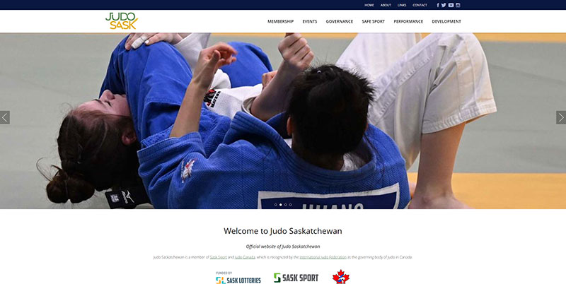 Judo Sask website screenshot