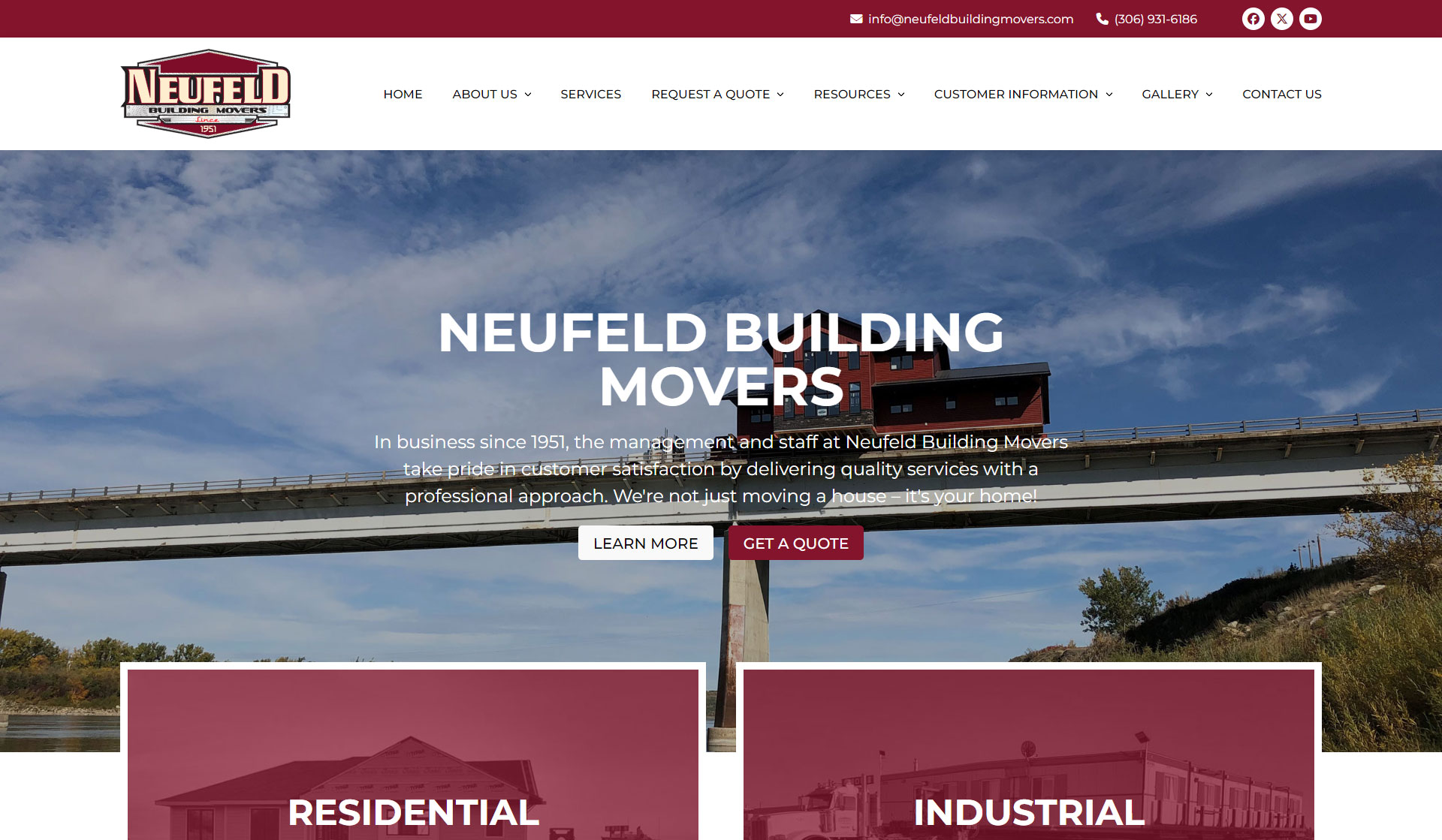 Neufeld Building Movers website screenshot